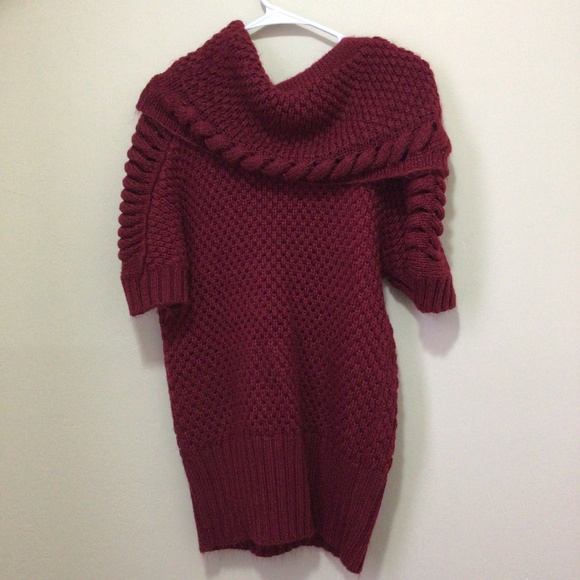Annalee+Hope chunky large size cable, ribbed knit burgundy sweater. - Picture 2 of 5